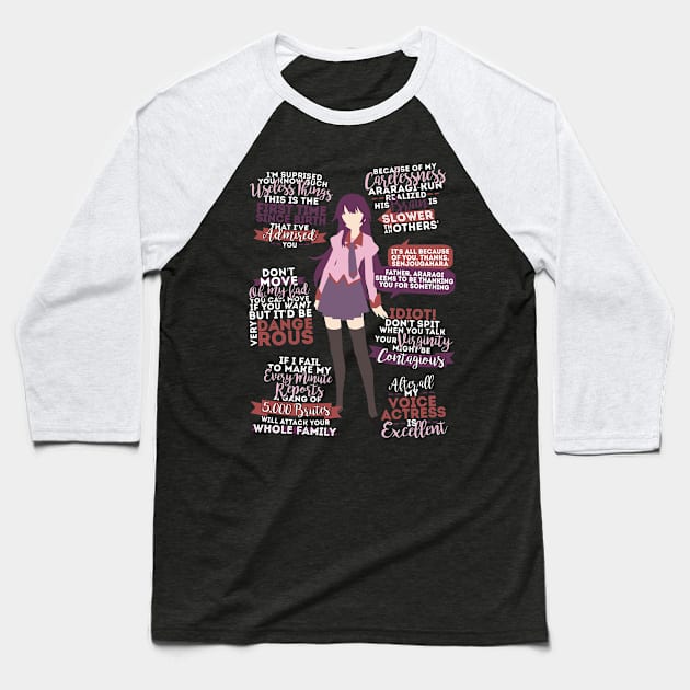 Senjougahara Hitagi Quotes Baseball T-Shirt by ZeroKara